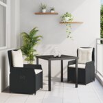 vidaXL Ensemble de salle à manger de jardin 3 pièces Noir Poly Rotin
