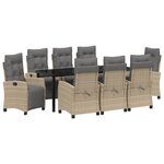 vidaXL Ensemble de salle à manger de jardin 9 pièces beige en rotin synthétique