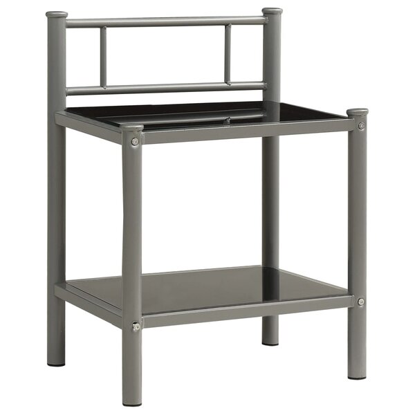 vidaXL Table de chevet Gris et noir 45x34 5x60 5 cm Métal et verre