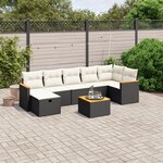 vidaXL Salon de jardin 8 Pièces avec coussins noir résine tressée