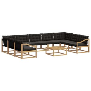 vidaXL Ensemble de canapés d'extérieur 10 pc Blanc et noir