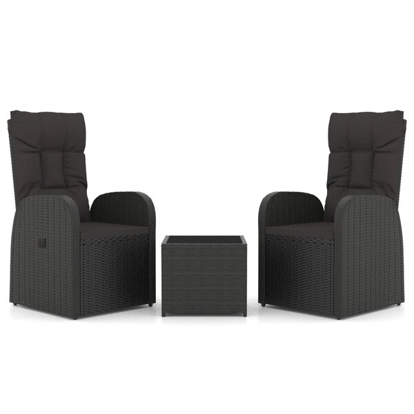 Ensemble de salon de jardin meuble d'extérieur ensemble de mobilier 3 pièces noir poly rotin et acier 02_0014207