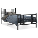 vidaXL Cadre de lit métal sans matelas avec pied de lit noir 107x203cm