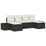 vidaXL Set de canapé de jardin 6 pièces avec coussins Noir Poly Rattan