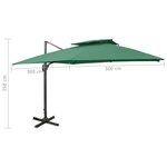 vidaXL Parasol de jardin en porte-à-faux avec double toit vert