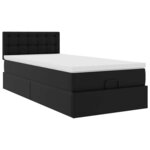 VidaXL Cadre de lit ottoman avec matelas noir 90x200 cm similicuir