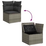 vidaXL Salon de jardin avec coussins 7 Pièces gris résine tressée