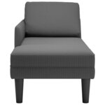 vidaXL Chaise longue avec coussin gris foncé tissu en velours côtelé