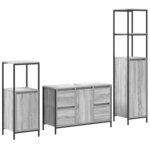 vidaXL Ensemble de mobilier de salle de bain 3 Pièces Gris sonoma et Noir