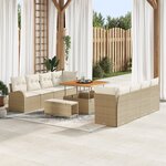 Ensemble de canapé de jardin vidaXL 11 pièces avec coussins beige en poly rotin acacia