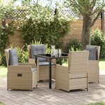 Ensemble de salle à manger de jardin vidaXL 5 pièces Beige Rotin Poly