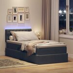 vidaXL Lit de rangement LED avec matelas Gris foncé 90 x 200 cm