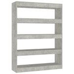 vidaXL Bibliothèque/Séparateur de pièce Gris béton 100x30x135 cm