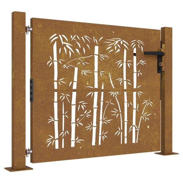 vidaXL Portail de jardin 105x80 cm acier corten design de bambou