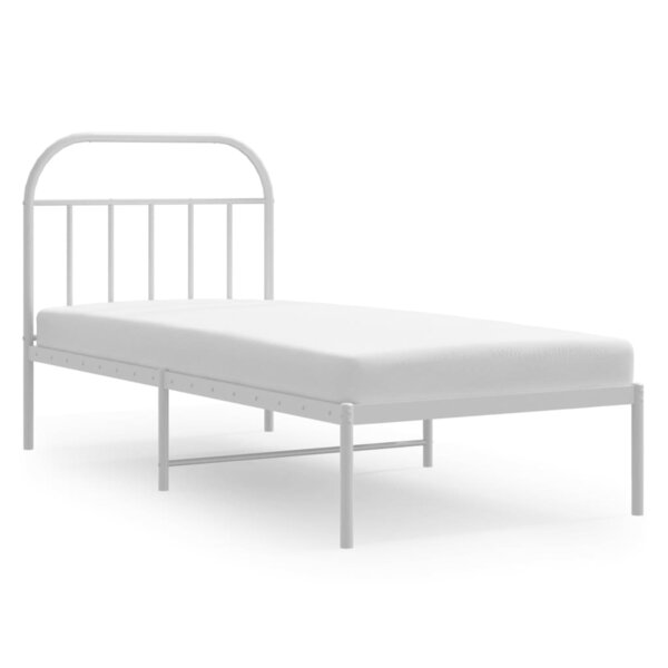 vidaXL Cadre de lit métal sans matelas avec tête de lit blanc 90x200cm