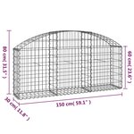vidaXL Panier de gabions arqué 150x30x60/80 cm Fer galvanisé