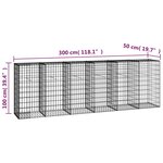 vidaXL Mur en gabion avec couvercles Acier galvanisé 300 x 50 x 100 cm