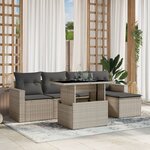 vidaXL Salon de jardin 6 Pièces avec coussins gris clair résine tressée