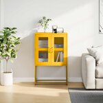 vidaXL Buffet haut jaune moutarde 68x39x107 cm acier