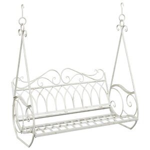vidaXL Banc Balançoire Acier 112 x 60 x 126 5 cm Blanc antique
