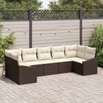vidaXL Ensemble de Canapé de Jardin 7 pièces avec Coussins Marron en Rattan Poly