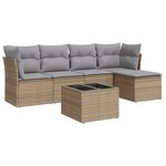 vidaXL Salon de jardin avec coussins 6 Pièces beige résine tressée