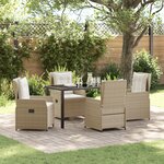 vidaXL Ensemble de salle à manger de jardin 5 pièces en poly rotin beige