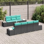 vidaXL Ensemble de canapé de jardin 8 Pièces Noir et turquoise