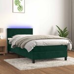 vidaXL Sommier à lattes de lit avec matelas et LED Vert foncé 90x200cm