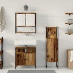 vidaXL Ensemble de mobilier de salle de bain avec porte 3 Pièces Marron