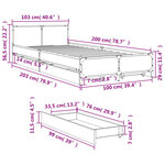 vidaXL Cadre de lit avec tiroirs sans matelas chêne marron 100x200 cm