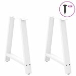 vidaXL Pieds de table à manger en forme de A 2 pièces Blanc 80 x (72-73) cm Acier