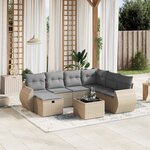 vidaXL Salon de jardin avec coussins 8Pièces mélange beige résine tressée