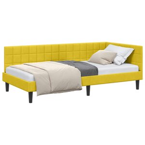 vidaXL Cadre de lit d'angle Jaune 90 cm x 190 cm Velours