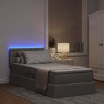 vidaXL Lit avec rangement et LED avec matelas Taupe 90 x 200 cm tissu
