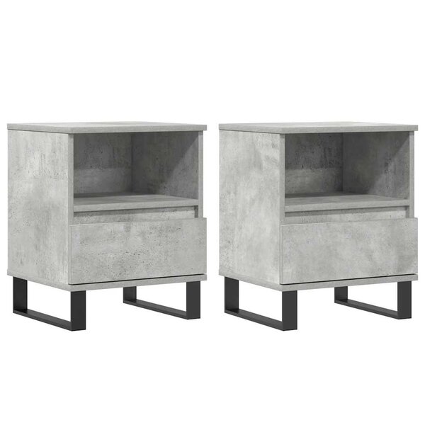 vidaXL Tables de chevet 2 Pièces gris béton 40x35x50 cm bois d’ingénierie