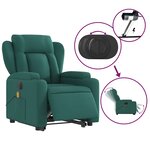 vidaXL Fauteuil inclinable de massage électrique Vert foncé Tissu