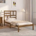 vidaXL Cadre de lit Marron miel Bois massif 100x200 cm