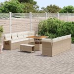 vidaXL Ensemble de canapé de jardin avec coussin 11 Pièces beige et crème