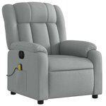 vidaXL Fauteuil de massage inclinable électrique gris clair tissu