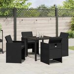 vidaXL Ensemble de salle à manger pour jardin 5 Pièces Noir Poly rotin