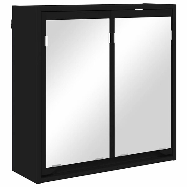 vidaXL Armoire Miroir de Salle de Bain avec porte Noir 60 x 20 x 60 cm