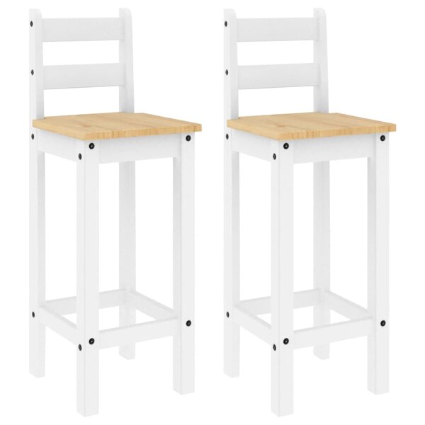 vidaXL Chaises de bar lot de 2 blanc bois de pin solide