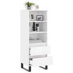 vidaXL Buffet haut Blanc brillant 40x36x110 cm Bois d'ingénierie