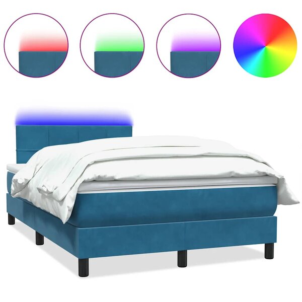 vidaXL Sommier à lattes de lit et matelas bleu foncé 120x210cm velours