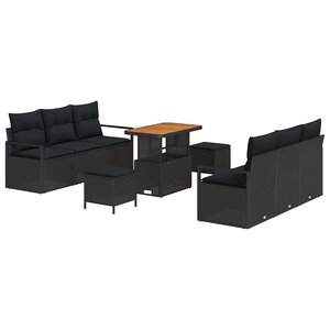 vidaXL Ensemble de canapé de jardin 9 Pièces Noir Poly rotin