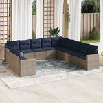vidaXL Salon de jardin 11 Pièces avec coussins gris résine tressée