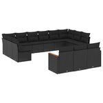 vidaXL Salon de jardin avec coussins 13 Pièces noir résine tressée