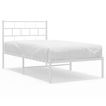 vidaXL Cadre de lit métal sans matelas avec tête de lit blanc 75x190cm
