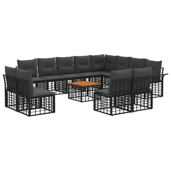 vidaXL Ensemble de canapés d'extérieur 13 Pièces Noir et Gris foncé